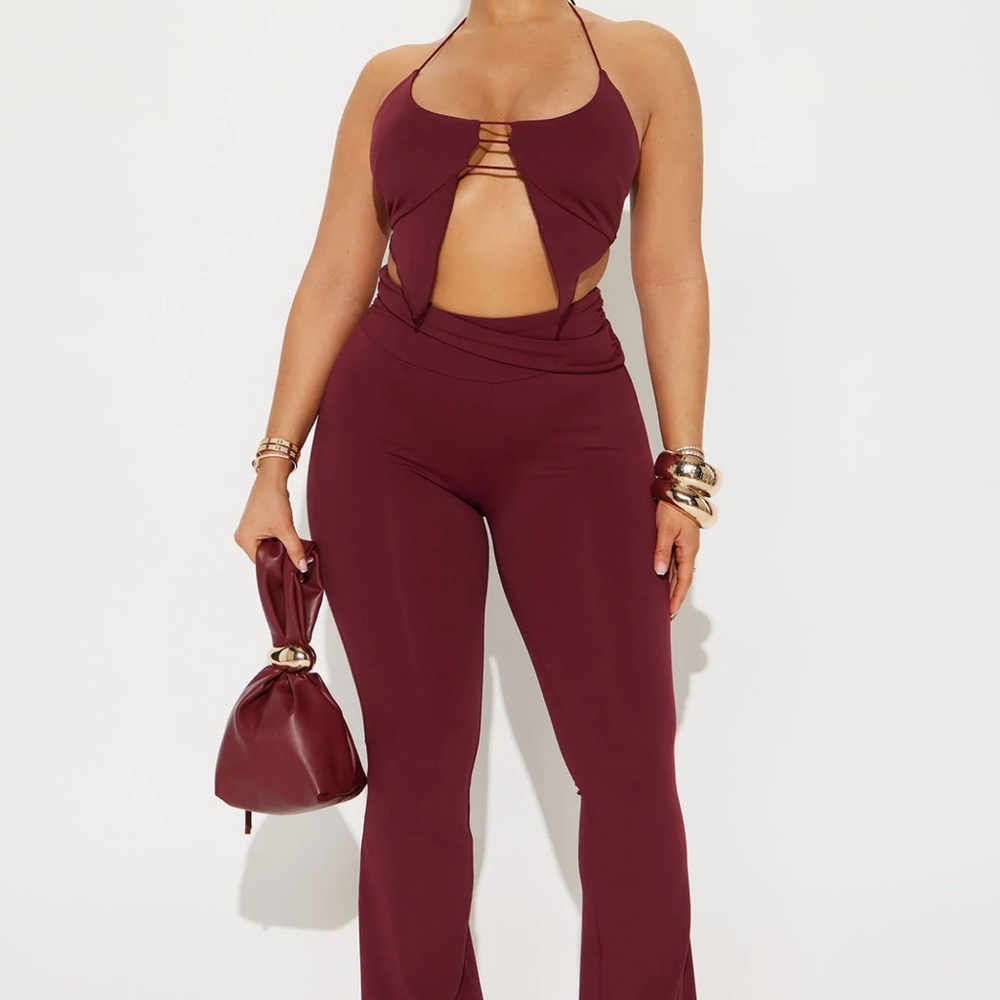 Fashion Nova Chic Wine Jumpsuit